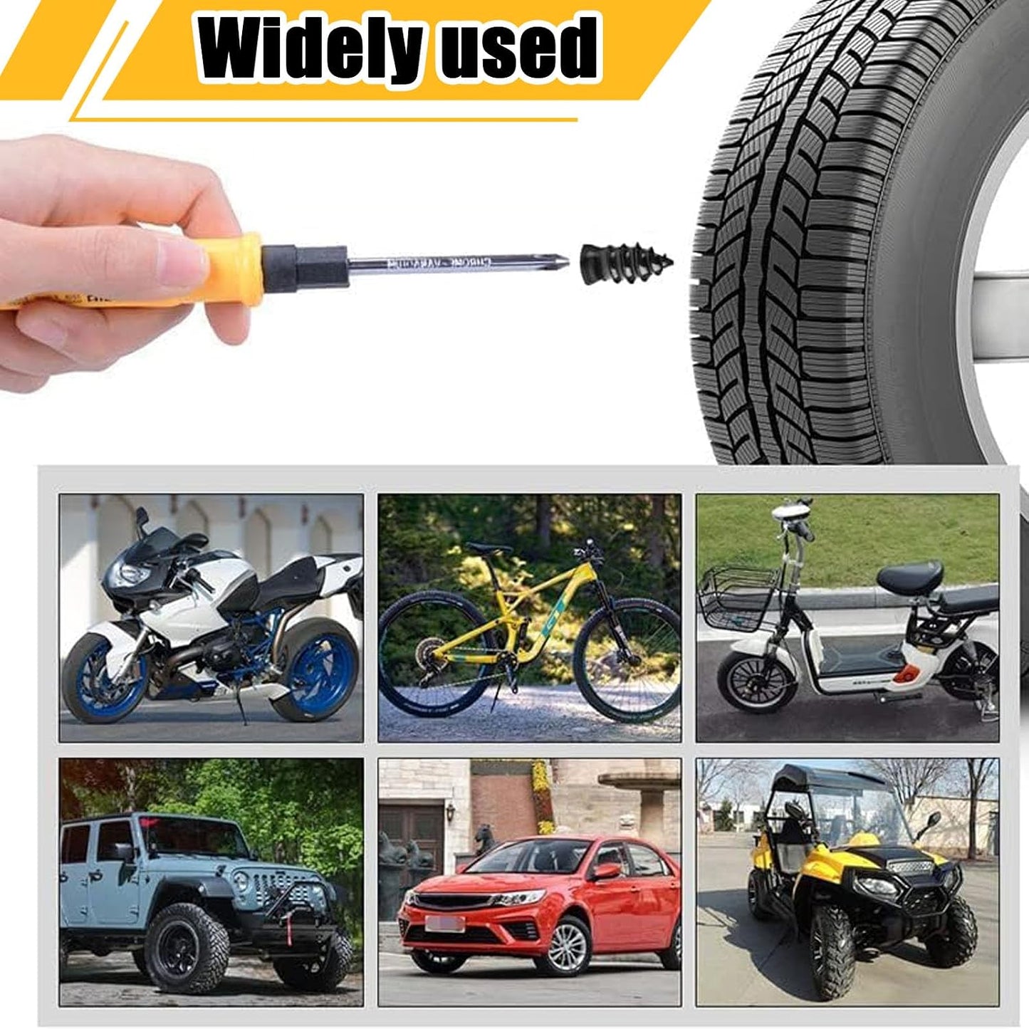 100 PCS Tire Repair Kit, Tire Repair Screws with 2 Sizes, Vacuum Tire Repair Rubber Nail, Screwdriver&Storage Box, Fast Self-Service Tool for Car, Truck, Motorcycle, Tire Puncture Repair (100Pcs)