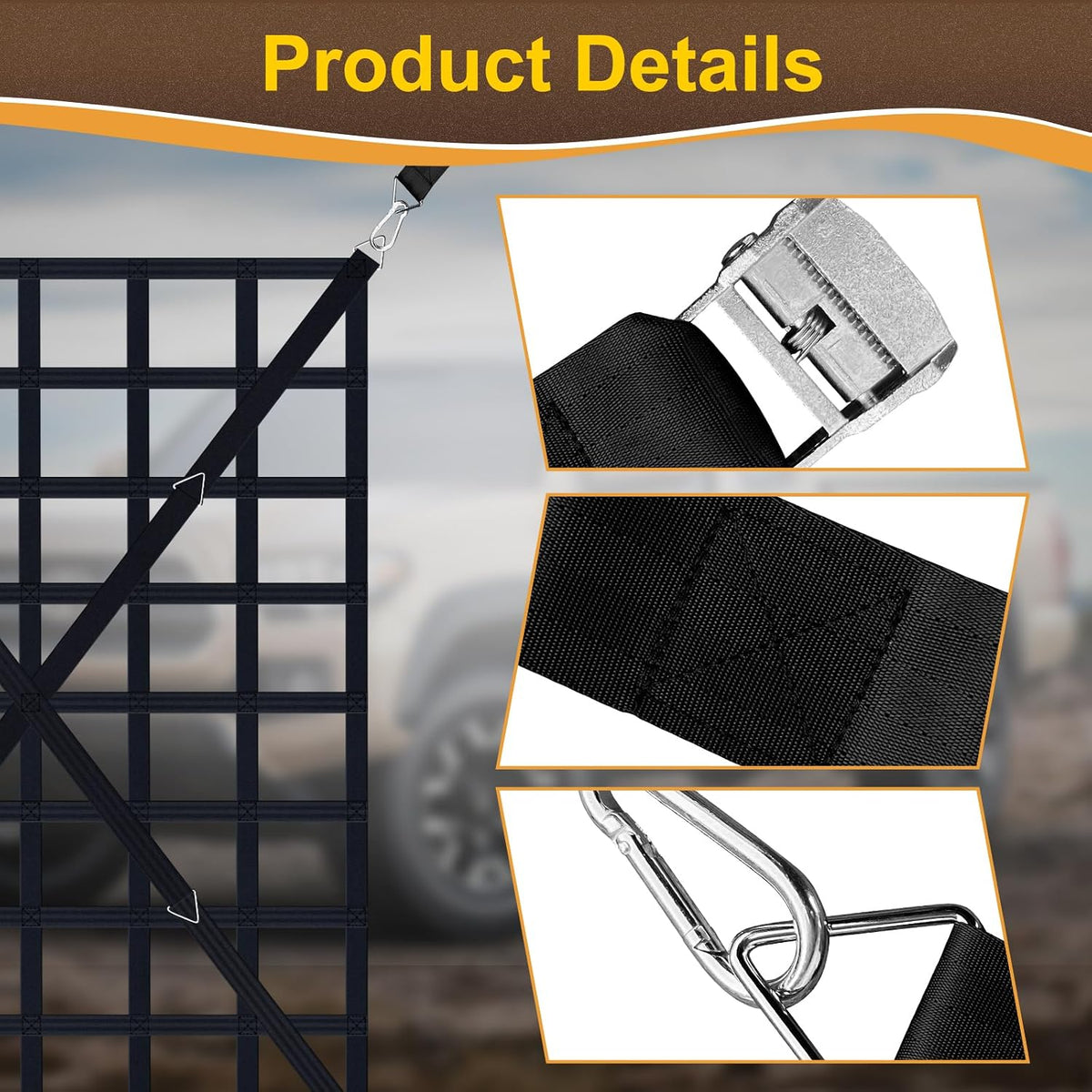 Cargo Net for Pickup Truck Bed, Heavy Duty 1100 lbs Capacity