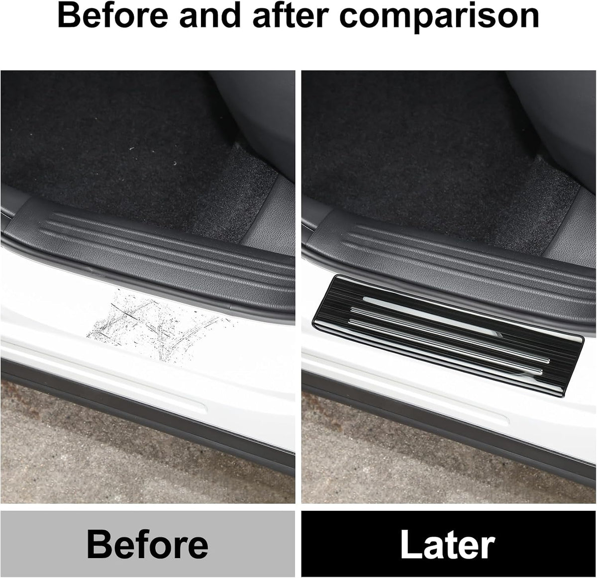 4PCS Door Sill Protector Compatible with Mazda 2017-2025 CX5 CX-5 Accessories Black Brushed Stainless Steel Material Auto Door Entry Guards
