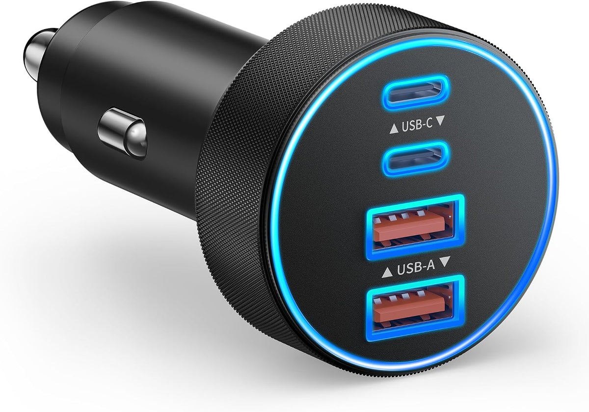 Car Charger USB C, 4-Port 90W Super Fast Charging Car Phone Charger Adapter