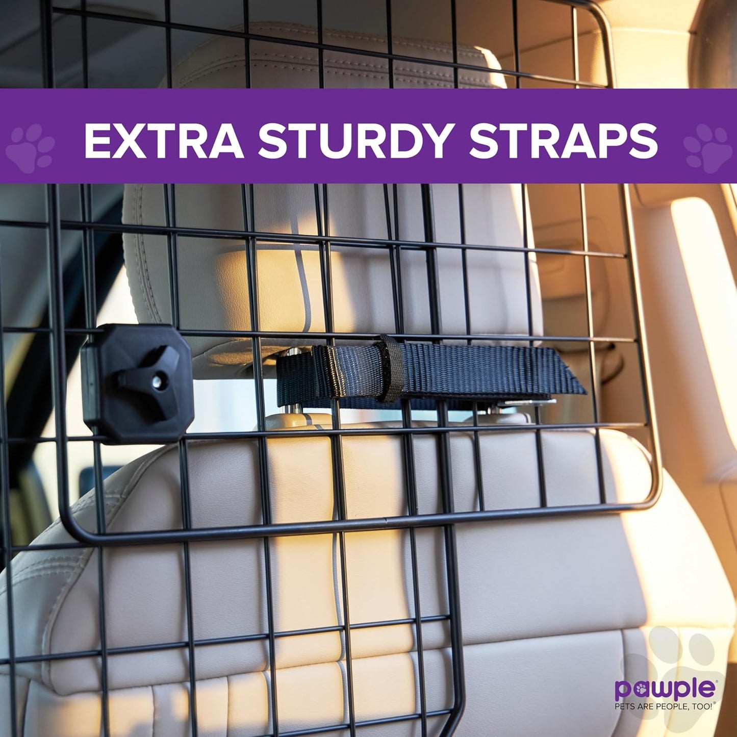 Pawple Dog Car Barrier for SUV's, Cars, Vehicles, &amp; Trucks, Adjustable Large Pet Divider, Heavy-Duty Wire Mesh- Universal Fit