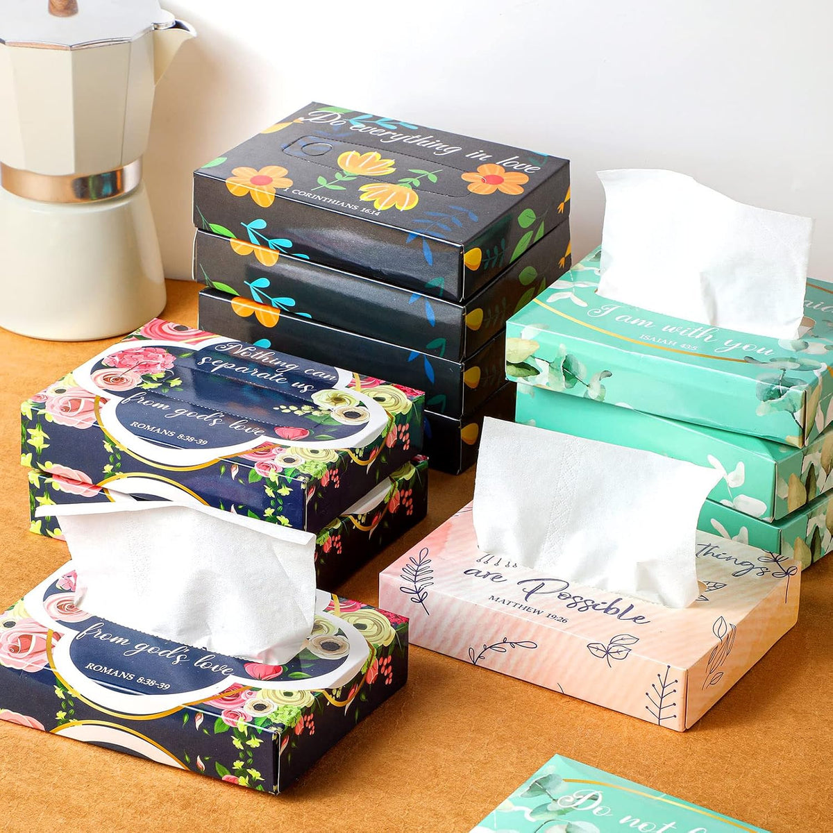 Yinder 24 Pcs Back to School Small Tissue Cube Box 960 Sheets, Religious