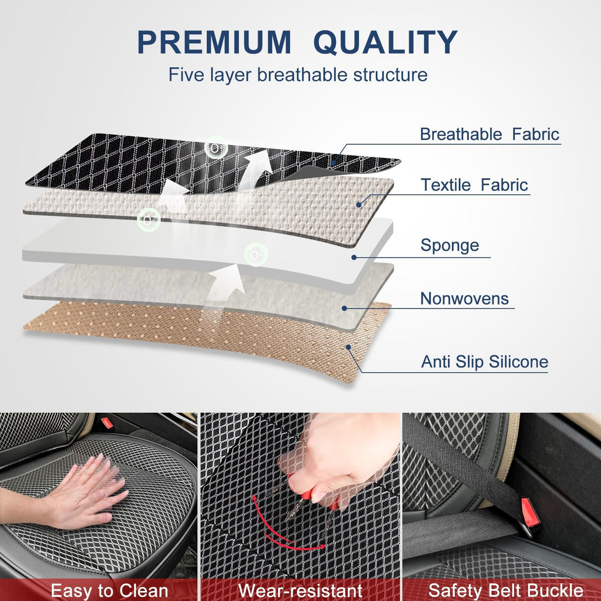 2 Pack Black Ventilated Cooling Car Seat Covers for Summer