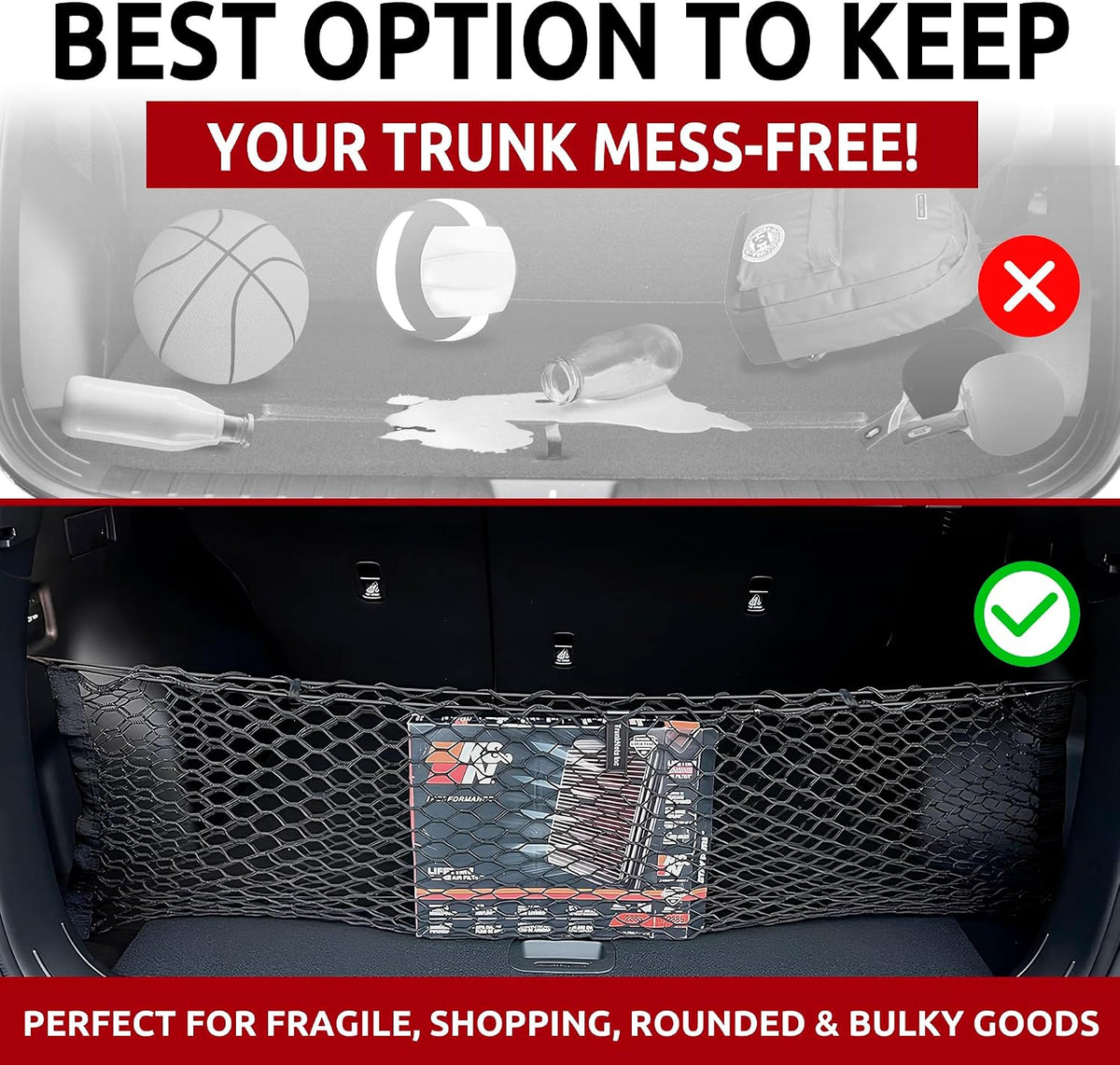Envelope Style Automotive Trunk Mesh Cargo Net for Hyundai Tucson Se Sel 2022-2026 - Premium Trunk Organizer and Storage - Luggage Net for Crossover - Best Car Organizer for Hyundai Tucson