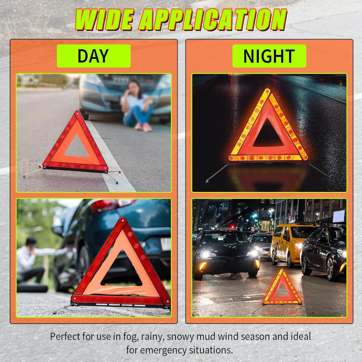5 Pack Warning Triangles Safety Triangle Emergency Kit with Case