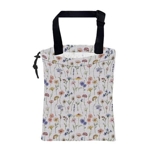 Car Garbage Bag Watercolor Wildflowers Drawstring Car Trash Bag Hanging for Back Seat with Adjustable Buckle Canvas Vehicle Trash Can Easy-to-Install