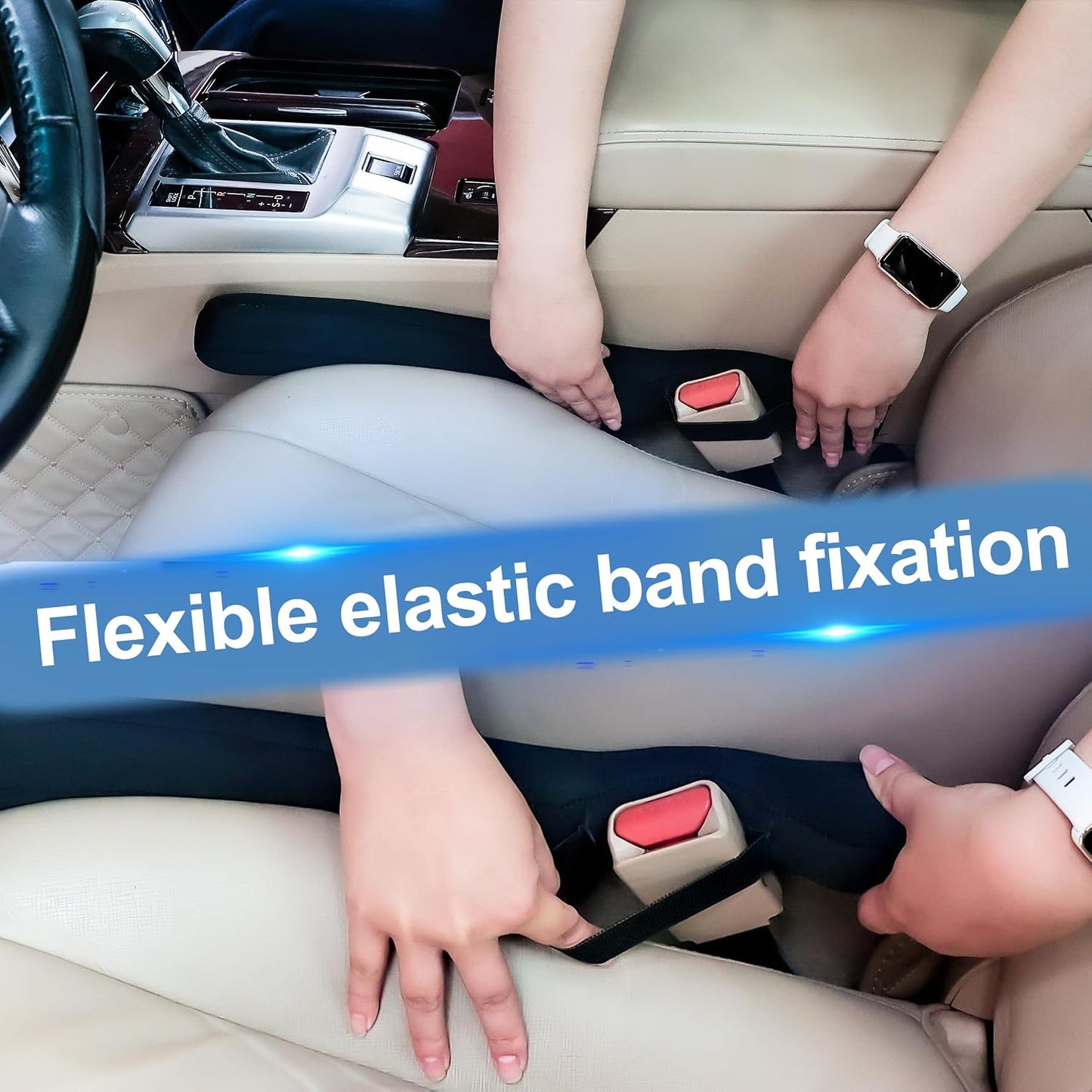 2PC Car Seat Gap Filler, Universal Fit for Car SUV Truck, Full Coverage Between Seat and Center Console, Prevent Small Items from Dropping Black Thin