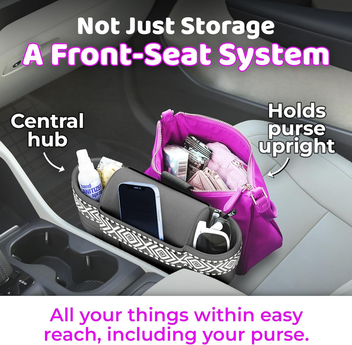 Car Koala Original Front Seat Organizer for the Seat Gap – Built-In Purse Holder, Fits Most Vehicles & Keeps Essentials in Reach
