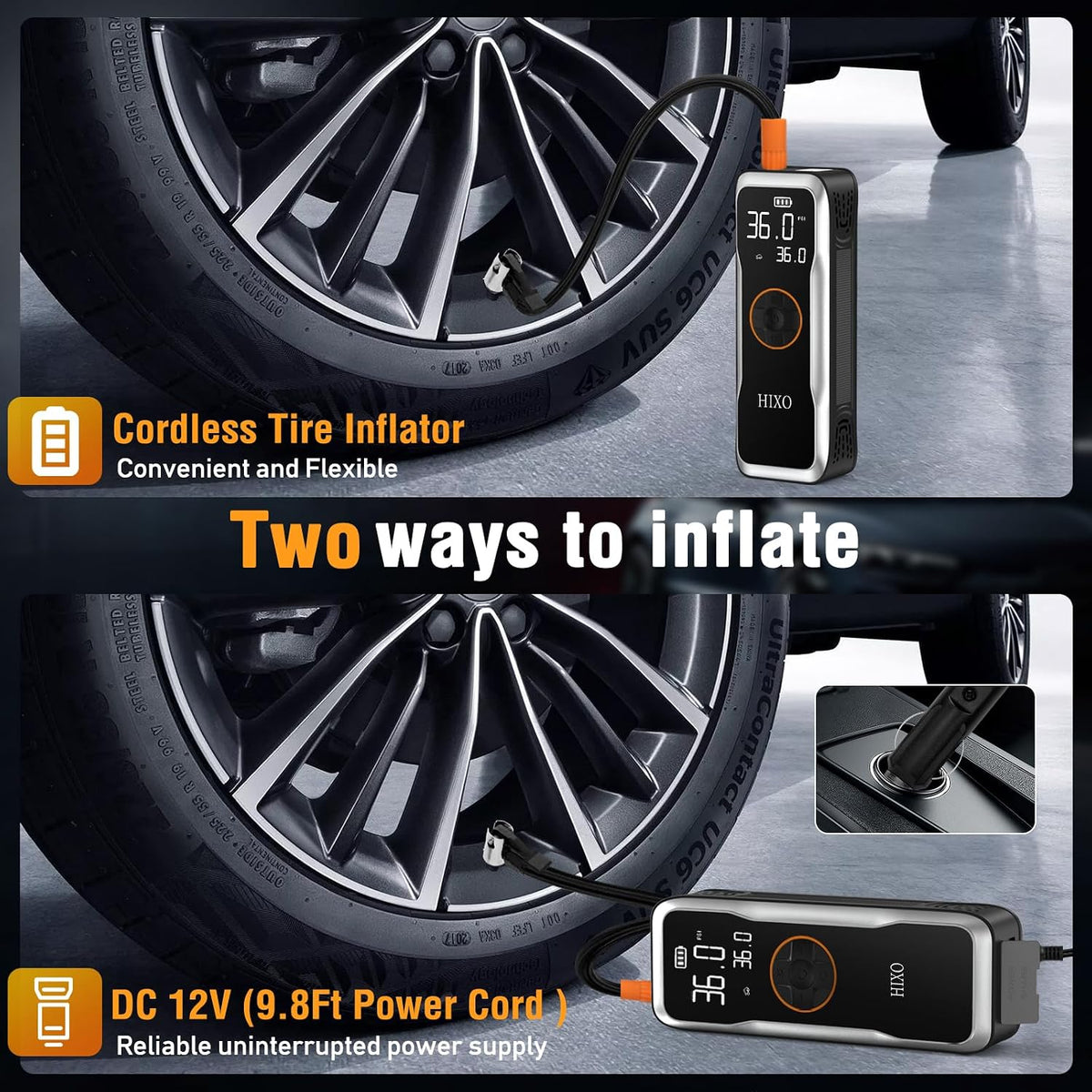 Portable Tire Inflator Air Compressor, 150PSI Digital Pressure Gauge Equipped, 20000mAh High-Capacity & 5 Times Quicker Portable Air Pump for Cars, Motorcycles, Bicycles, Balls, and Beyond