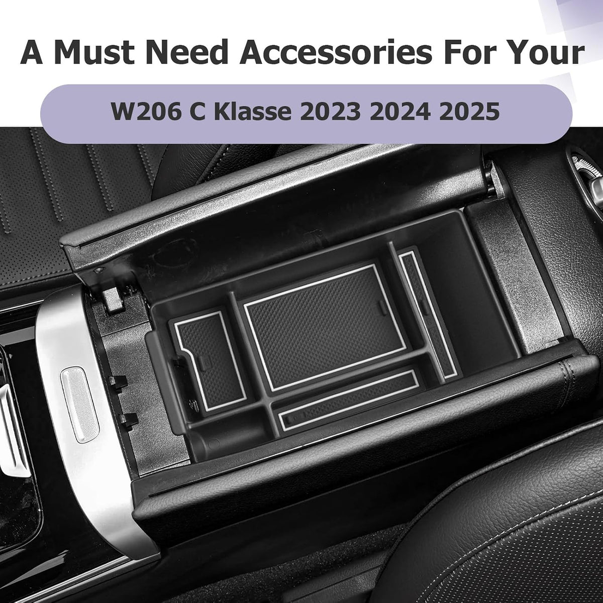 LUWU Center Console Organizer Compatible with 2022-2027 Benz C-Class C300/C300 4Matic/AMG C43/AMG C63 SE Performance W206 Accessories Armrest Console Storage Box Insert Tray ABS Material White