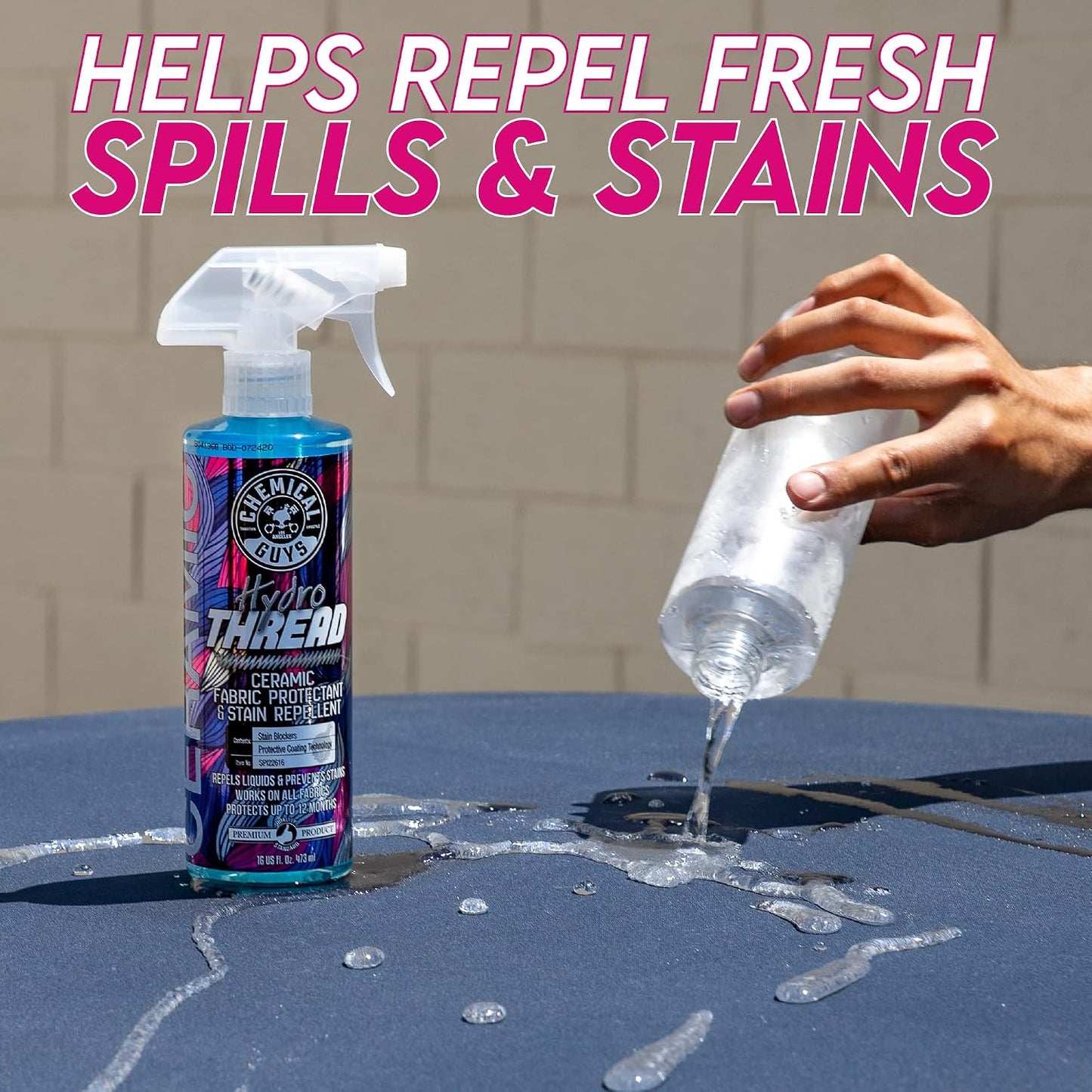 Chemical Guys Carpet &amp; Upholstery Stain &amp; Spot Remover and Ceramic Protectant Bundle with (1) 16 oz Lightning Fast Stain Extractor and (1) 16 oz HydroThread Ceramic Protectant