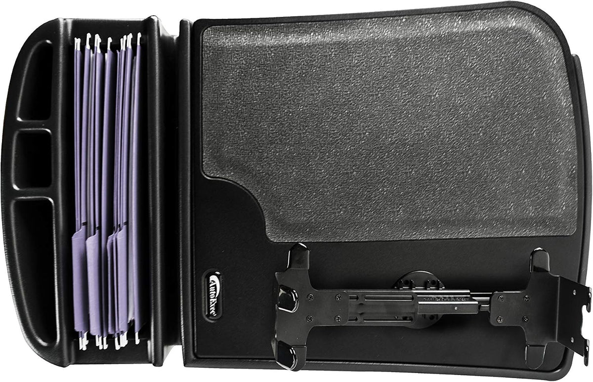 AutoExec AE-GMEF-PS-PI-BT Efficiency GripMaster Car Desk for Your Vehicle Workstation and Mobile Office, Black with Printer Stand and 400 watt Power Inverter