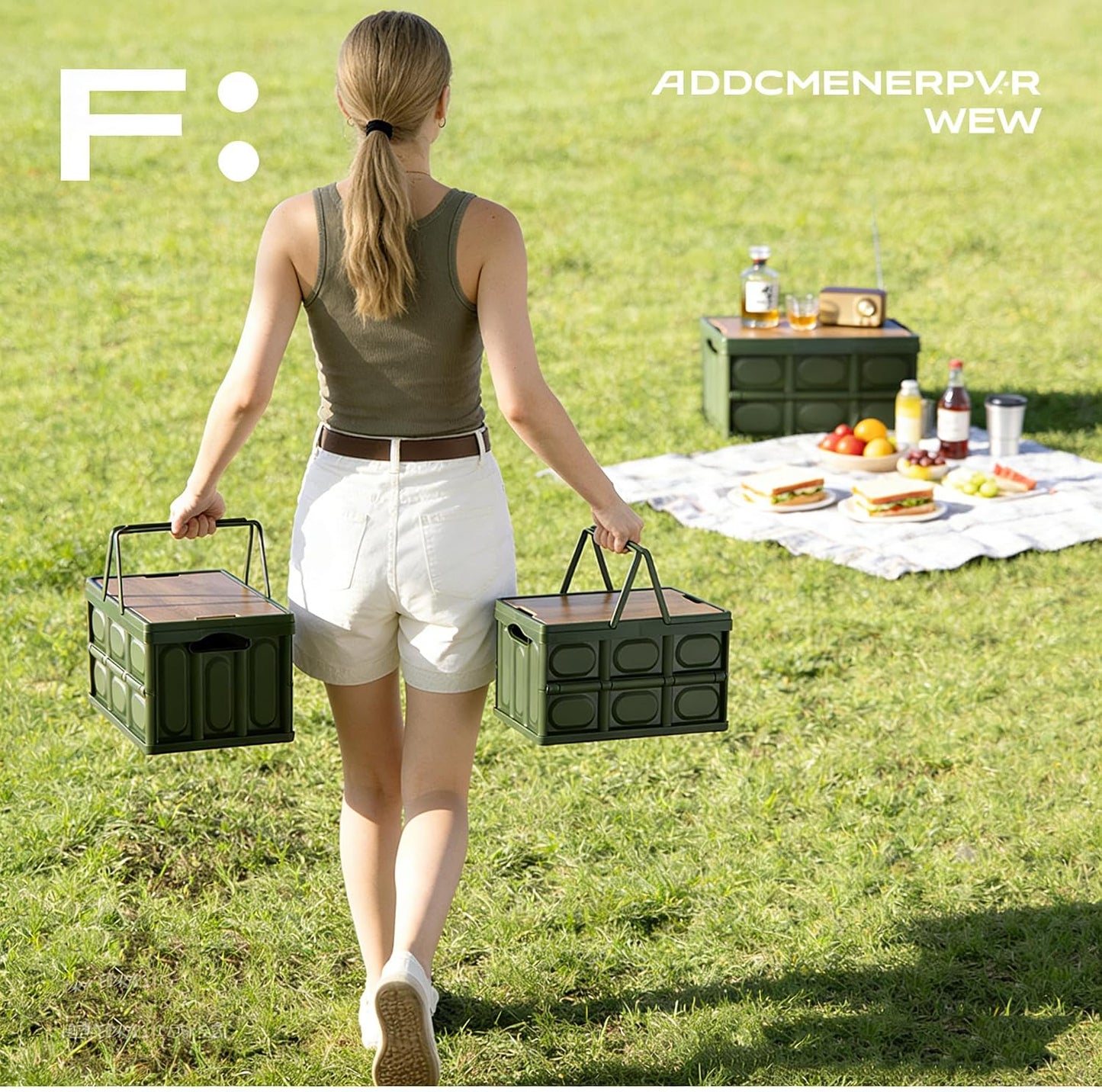 Collapsible SUV Trunk Organizer Plastic Durable Cargo Storage Box Outdoor Storage Organizer Box Secure Snap-on Lid Car Boot Organizer Hard Plastic Storage Box for Camping Picnics,Green
