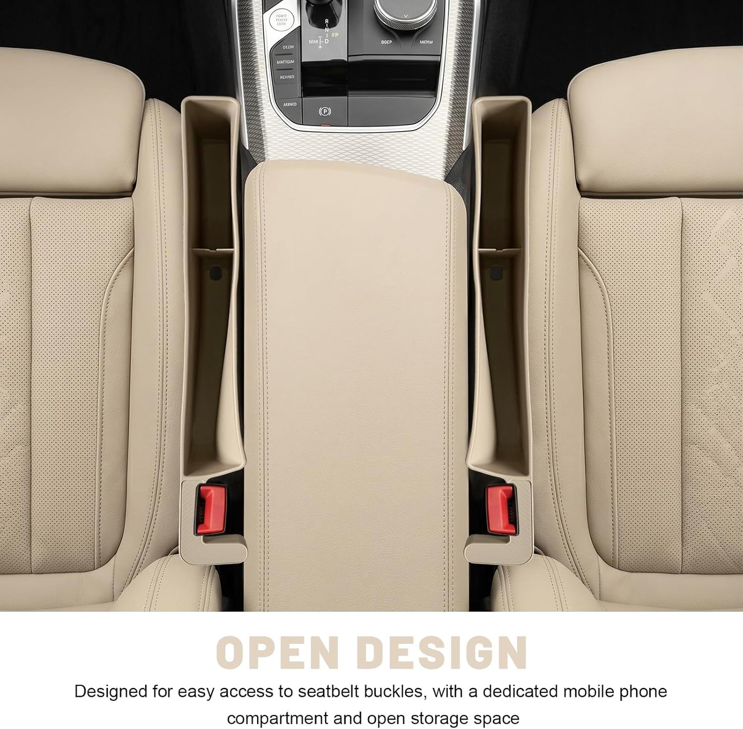 2 PCS Car Seat Gap Filler, Multifunctional Auto Console Side Storage with Phone Holder & USB Slot, Universal Front Seat Organizer Fill The Gap Space for Car SUV Truck (Beige)