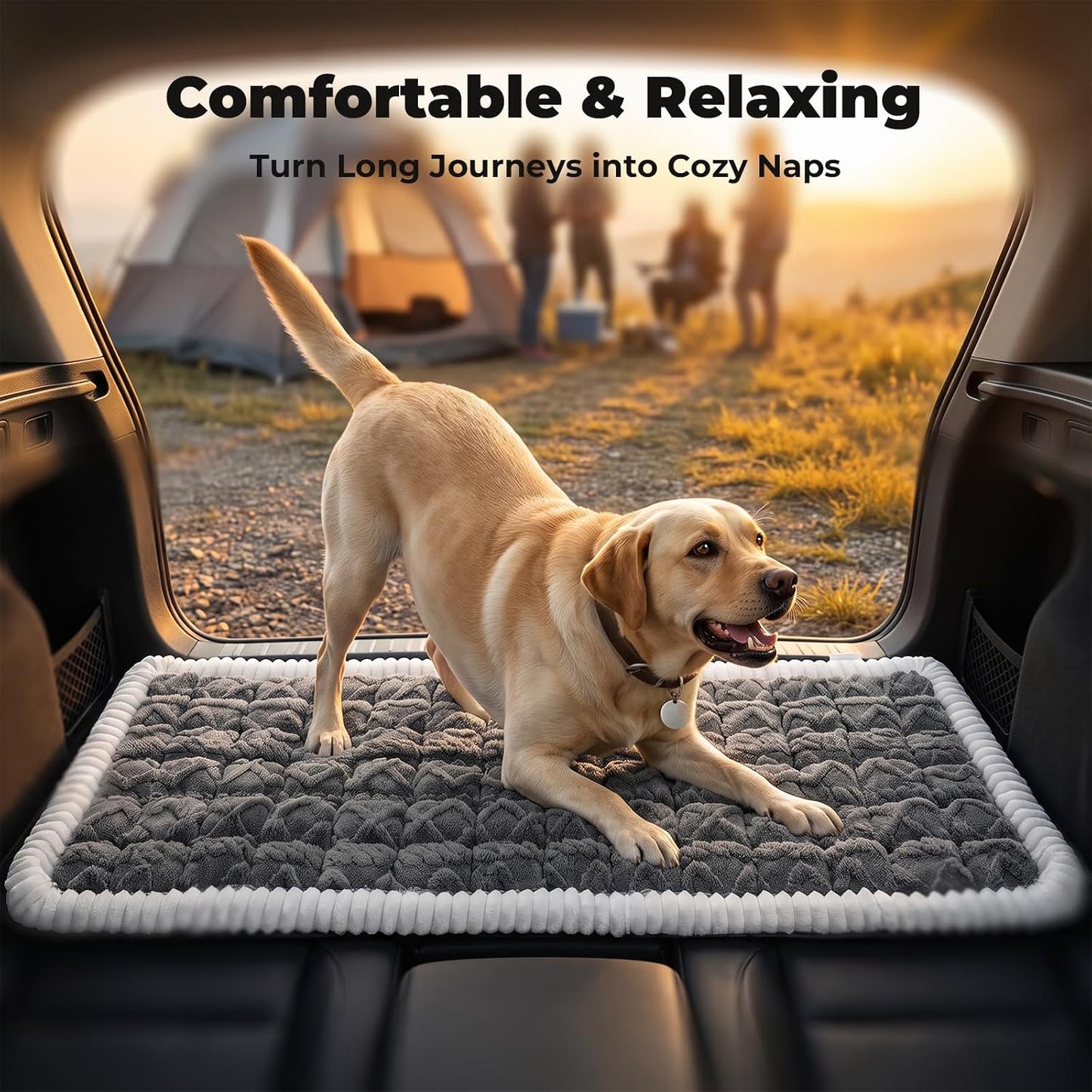 Avont Dog Bed for Car Back Seat, 2026 New Backseat Pet Bed Mat | 52.3"x23.6" Back Seat Pet Cover for Dogs Machine Washable Non-Slip Thick Plush Travel Mat for SUVs Trucks Camping - Dark Grey