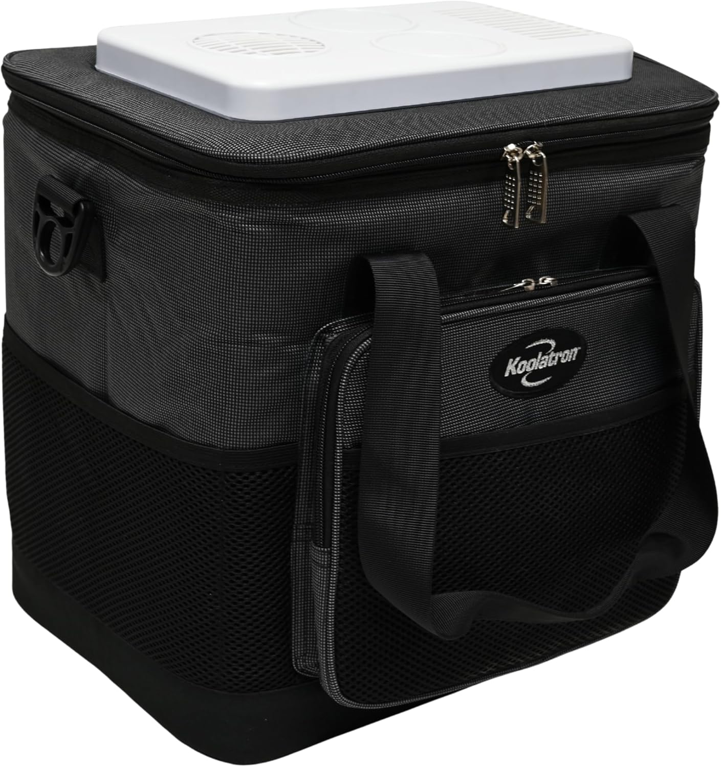 Koolatron Electric Portable Cooler Plug in 12V Car Cooler Bag, 14 qt (13 L) Black/Gray Soft-Sided No Ice Thermo Electric Portable Fridge for Camping, Adjustable Shoulder StrapTravel Road Trips.