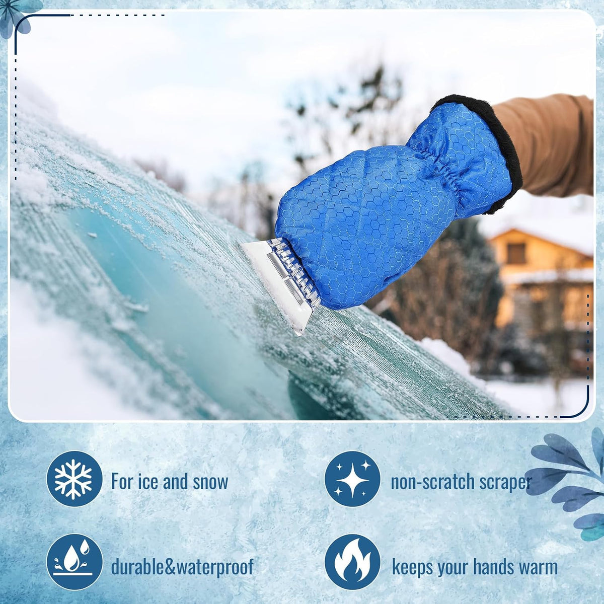 WILLBOND Ice Scraper with Glove Waterproof Ice Scrapers for Car Windshield No Scratch Comfortable Removal Snow Mitt Glove Windproof Warm for SUV Vehicle Truck Snow Quickly Removal