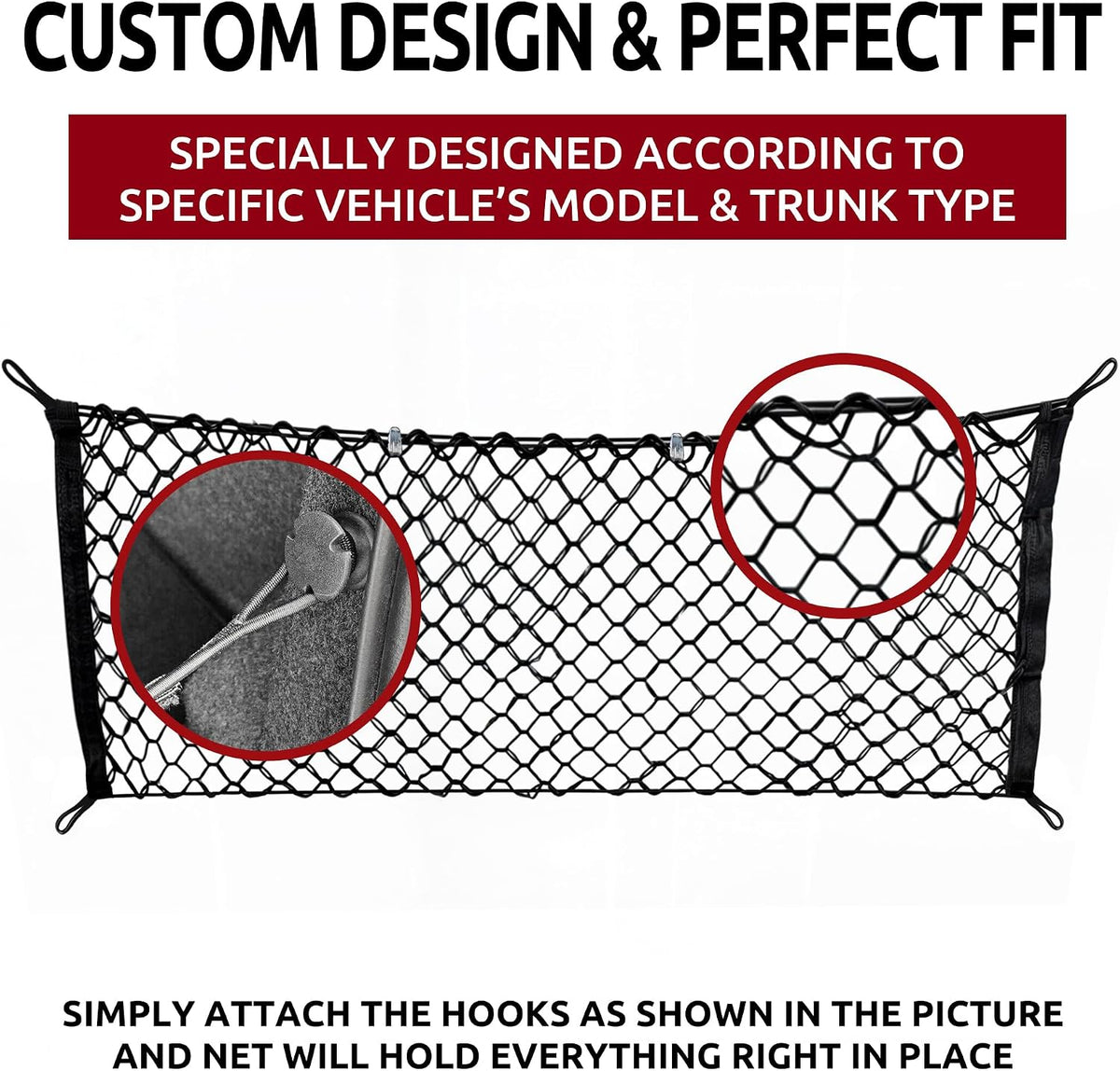 Envelope Style Trunk Mesh Cargo Net compatible with LINCOLN MKZ 2013 - 2020 - Car Accessories - Premium Trunk Organizers and Storage - Cargo Net for SUV - Vehicle Carrier Organizer for LINCOLN MKZ