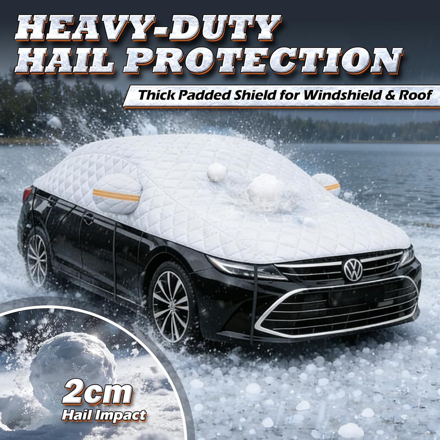 Hail Protector Car Cover SUV, Multi-Layer Cotton Padded Half Car Cover, Thickened Top Protection for Hail, Snow & Impact, Fits SUV L