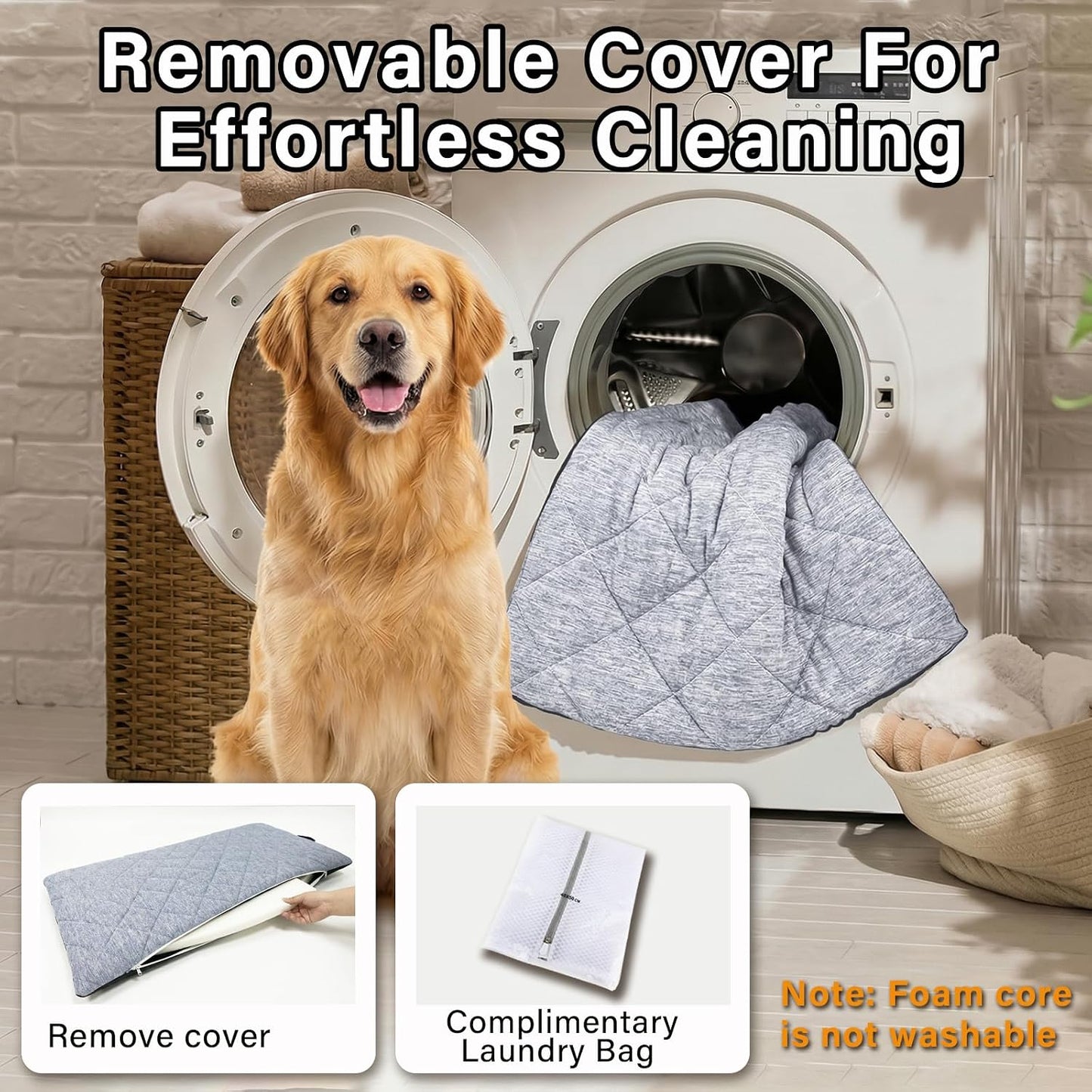 JoyBlooms Dog Bed for Car Back Seat, Dog Cooling Mat with 1.1in/2.8cm Thick Foam, Cooling Anti-Slip Washable Back Seat Pet Bed, 51.6in x 22.6in Fit on Backseat Extenders of SUVs and Small Trucks,Gray