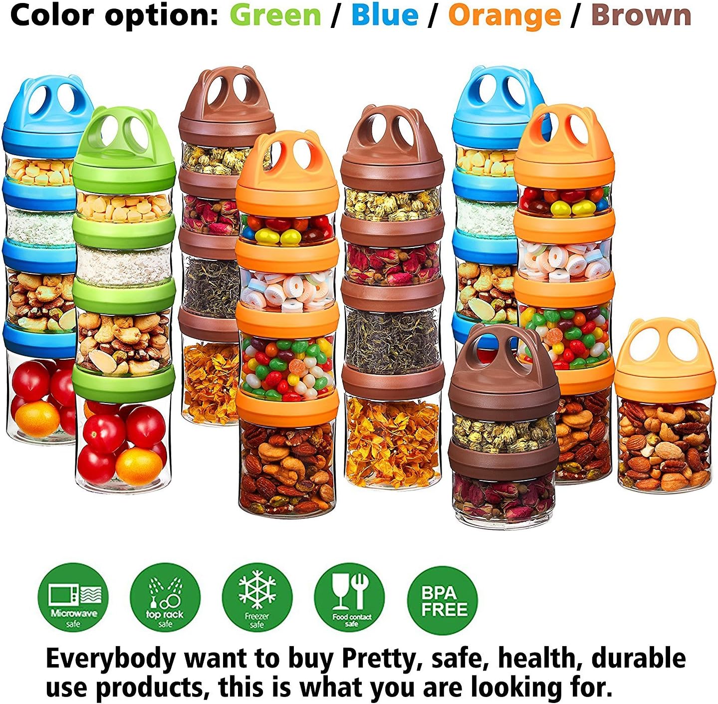 SELEWARE Blue Stackable Snack Containers for Kids Toddlers Adults, 31oz | Portable Food Storage Containers for Snacks Formula Powder Drinks and Travel, Twist Lock System Airtight Leak-proof BPA Free