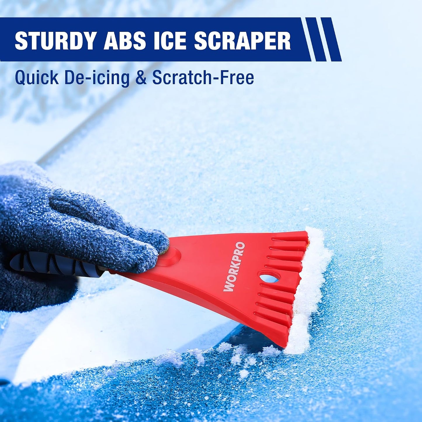 WORKPRO 27" Snow Brush and Ice Scraper for Car Windshield, Car Snow Brush and Ice Scraper with Foam Grip, 2-in-1 Detachable Snow Removal Tool, Storage Bag Included, 2 PC