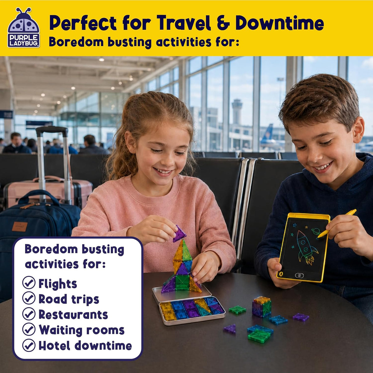 Road Trip Essentials for Kids Kit with 10+ Screen Free Activities | Roadtrip, Car Ride and Airplane Activities, Sensory Toys, Travel Games, Crafts, Fidgets, For Boys and Girls
