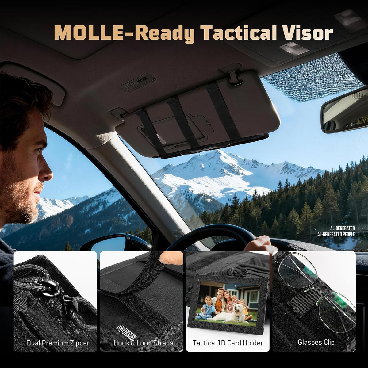 OneTigris Tactical MOLLE Sun Visor Organizer, Car Visor Panel EDC Storage
