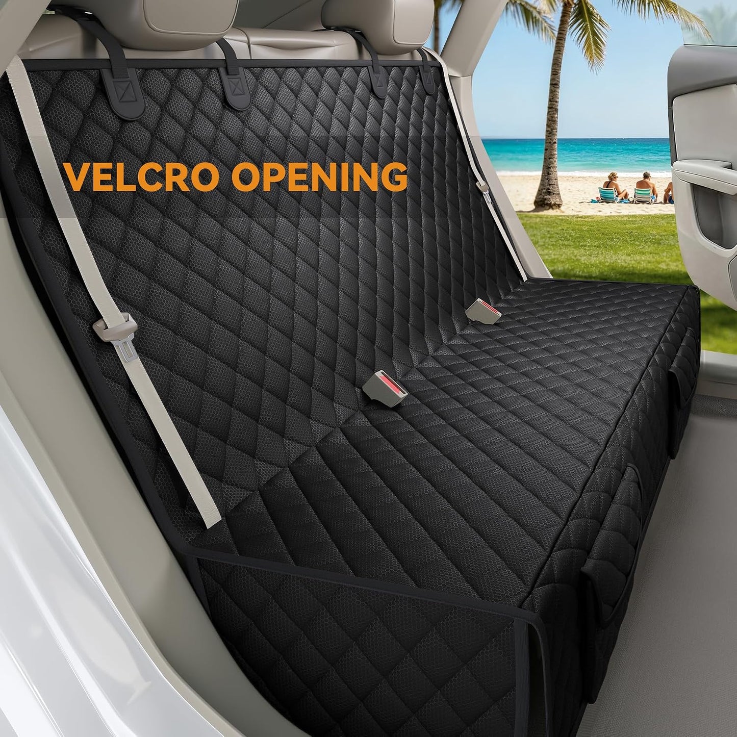 PETICON Back Seat Cover for SUV - Waterproof Non-Slip Dog Seat Cover for Toyota Tacoma/Jeep Grand Cherokee/Ford Explorer/Ranger/Chevrolet Colorado, Durable Scratch-Proof Bench Seat Cover for Dog