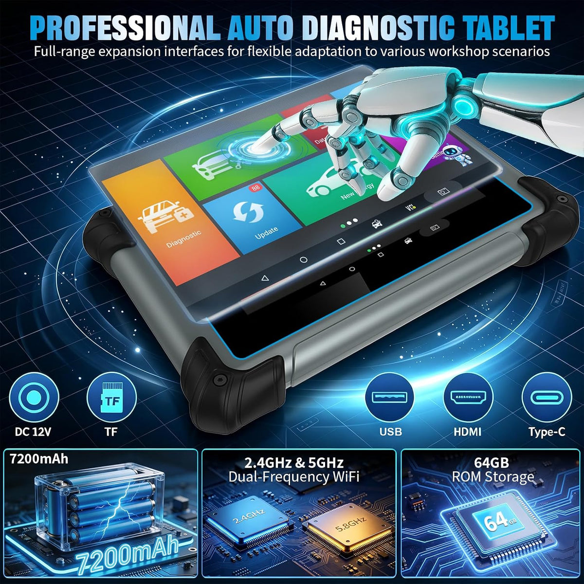 VIDENT OBD2 Scanner Diagnostic Tool, 7" Professional Full‑Car Scan Tool