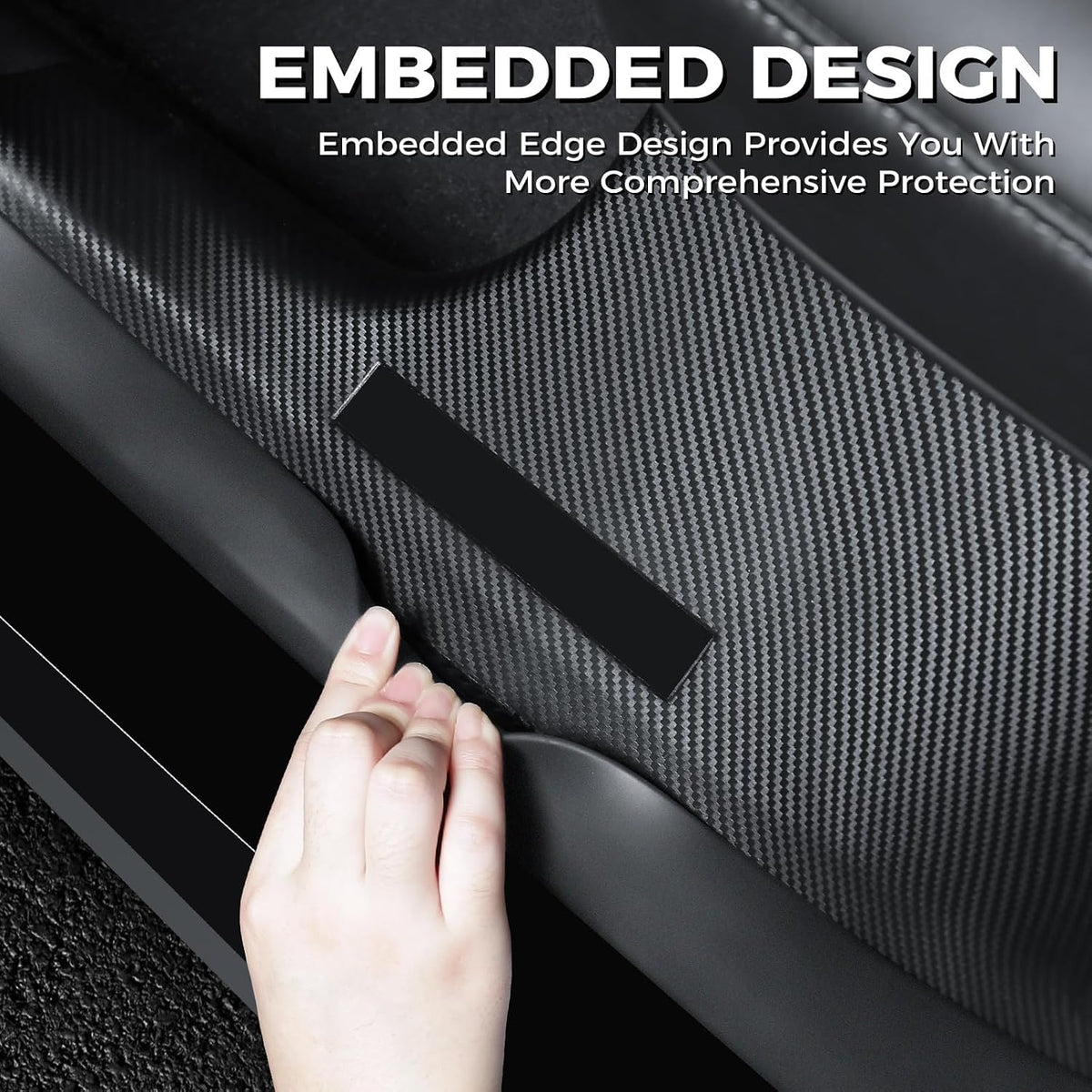 8Pcs Door Sill Protector for Tesla Model Y Juniper 2025 2026 Front and Rear Door Pedal Kick Protection Carbon Fiber Friction Resistant Model Y Juniper Interior Accessories