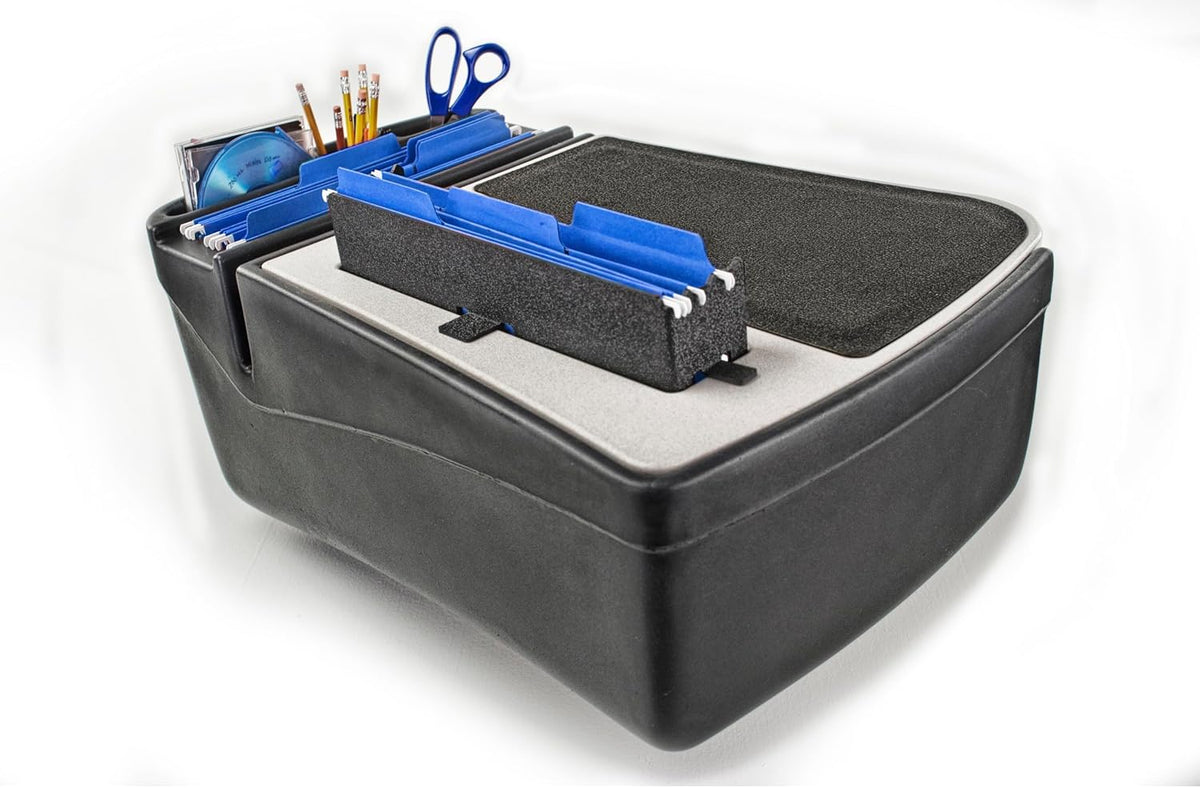 AutoExec Efficiency FileMaster Car Desk for Your Vehicle Workstation and Mobile Office, Grey