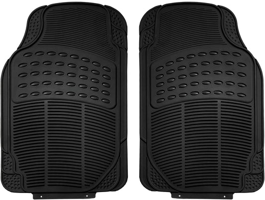 FH Group Automotive Floor Mats Climaproof for All Weather Protection Universal Fit Trimmable Heavy Duty fits Most Cars, SUVs, and Trucks, 2pc Front Set Solid Black