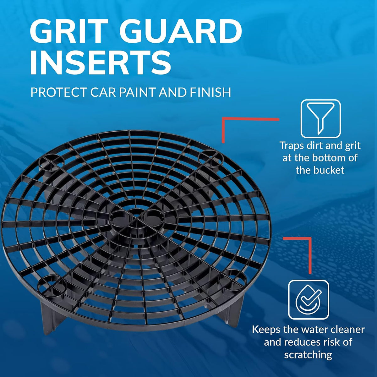 Grit Guard 5 Gallon Washing System | Includes 5 Gallon Bucket, Grit Guard, Bucket Dolly, and Gamma Seal Lid | for Car Wash and Detailing | Red - Made in the USA