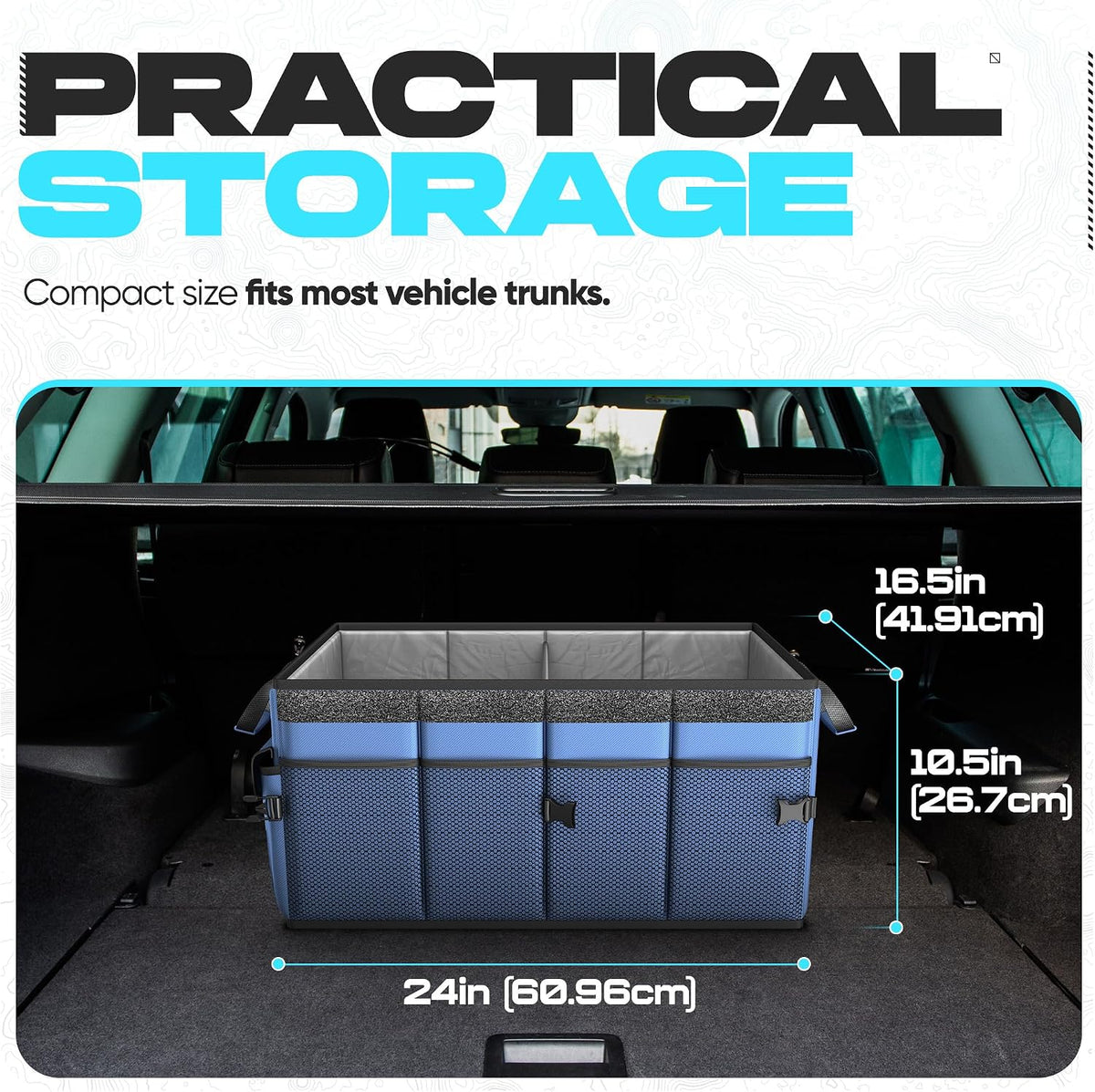 FORTEM Trunk Organizer - Foldable Car Organizer & Storage for SUVs & Trucks