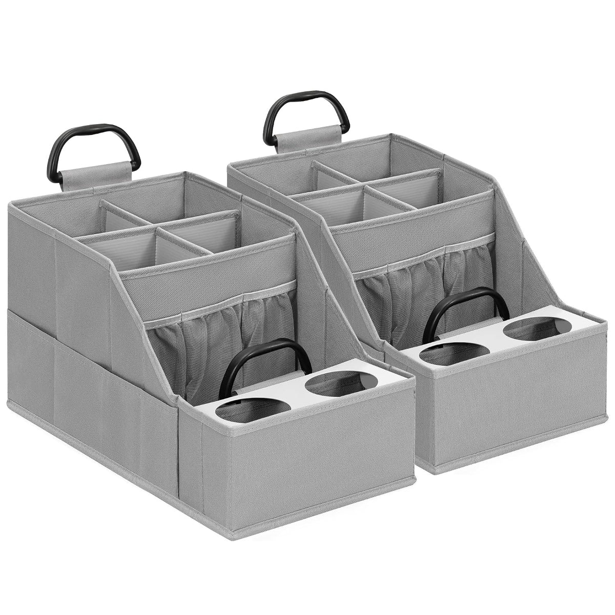 Car Seat Organizer Backseat Front Seat, Car Organizer With 12 Storage Compartments 2 Cup Holders, Snack Storage For Kids Baby, SUV Truck Van Collapsible Storage Bag For Travel, BK