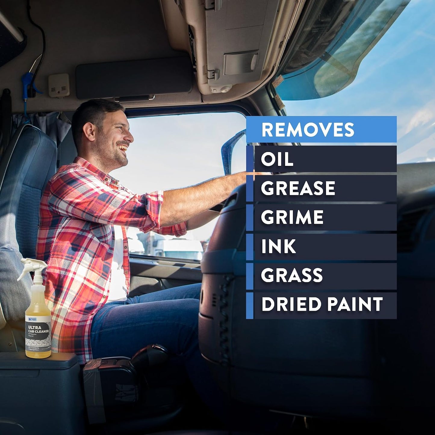 ULTRA CAB CLEANER - Heavy Duty Cleaner for Cars, Trucks, & Vehicles, Interior Detailer for Seats, Carpets, Vinyl, Fabric, Leather, Upholstery, Headliner, & Dash, 32 Ounce Spray