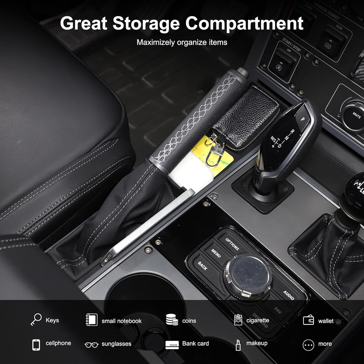 Center Console Organizer Compatible with INEOS Grenadier 2020-2024, Handbrake Storage Organizer ABS Material Insert Tray Accessories (Black)