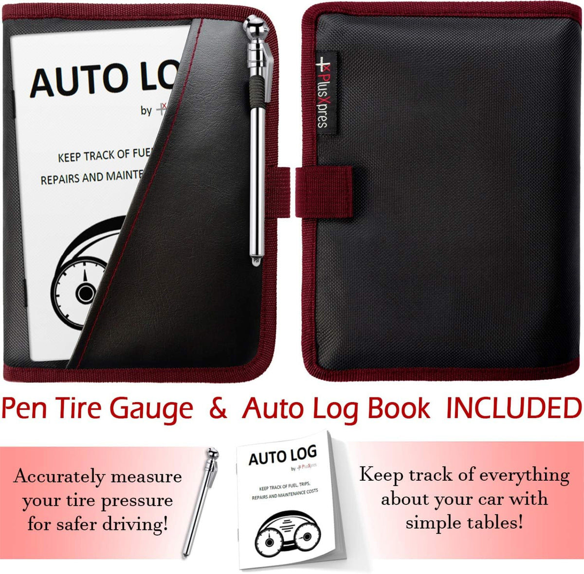PlusXpres Glove Box Compartment Organizer - Car Document Holder - Red