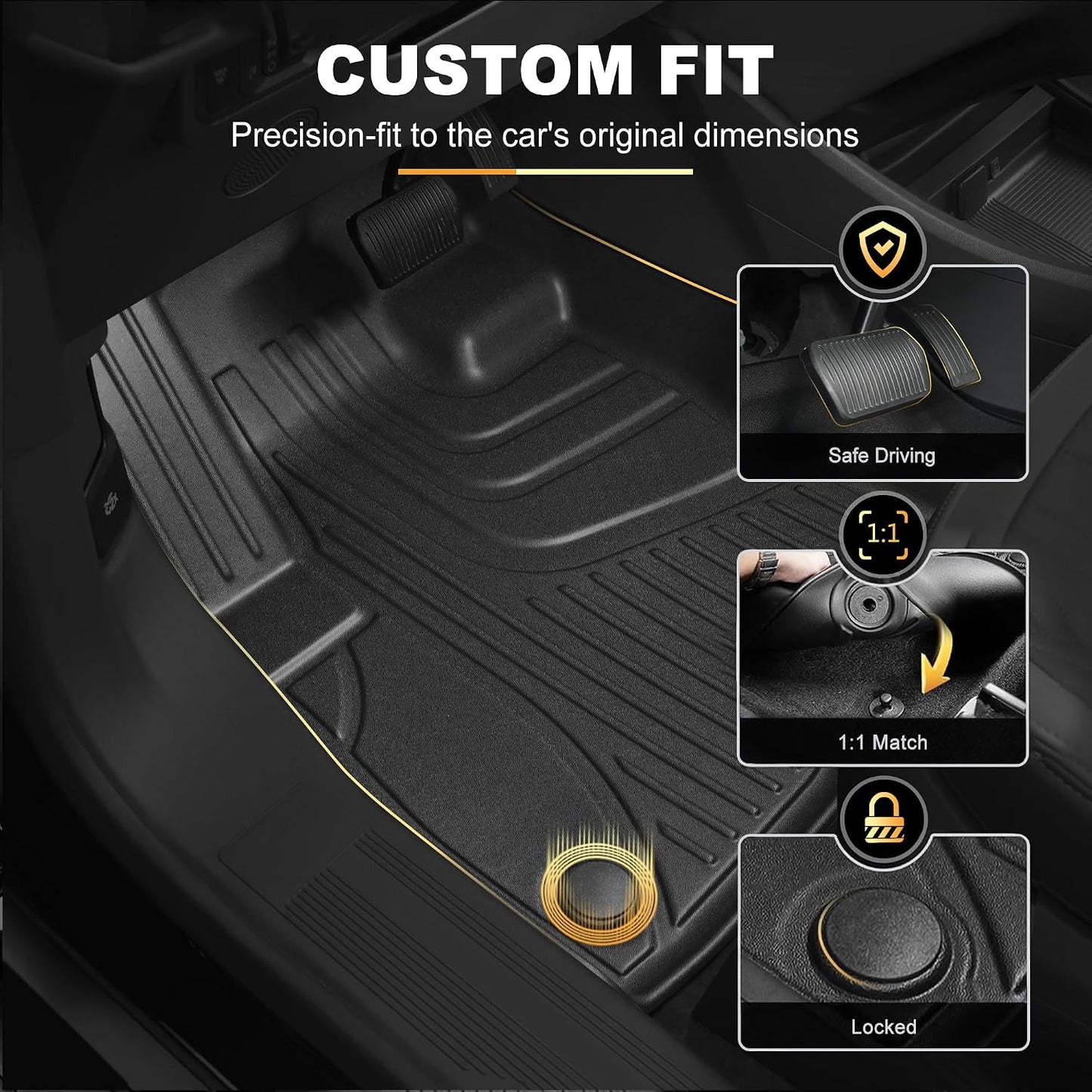 Floor Mats Fit for Ford F250 F350 F450 2017-2025 2026 Super Duty Crew Cab Front Bench Seat | Rear w/o Under-seat fold-Flat Storage Carpet Floor Super Duty All Weather Protector TPE Car Floor Liner