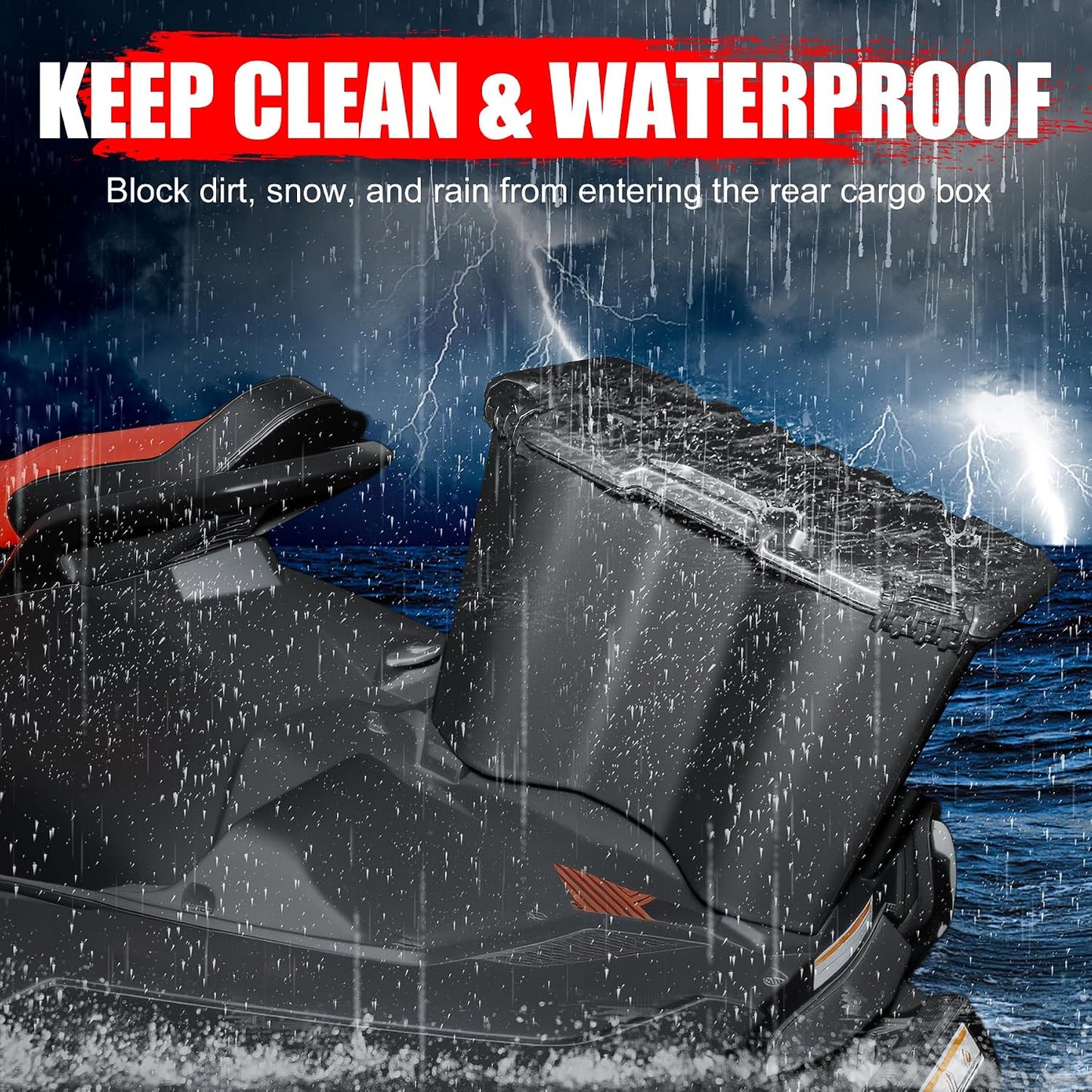 7.8Gal/30L Rear Cargo Box for Can-Am Maverick X3 MAX, Commander | Waterproof Rear Bed Tool Storage Modular Box for Can Am Maverick Trail, Ski Doo, Defender Accessories, Replacement #715006830