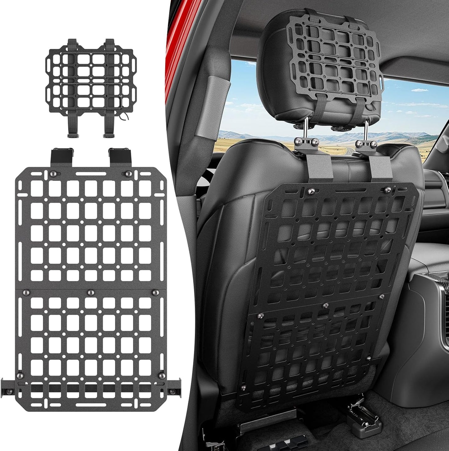 SZYANG Seatback Molle Panel Compatible with 2019-2026 Dodge Ram 1500 Headrest Organizer Molle Panel for 2 Seats Tactical Seat Back Organizers Replacement for 2019-2026 Dodge Ram 1500 Accessories