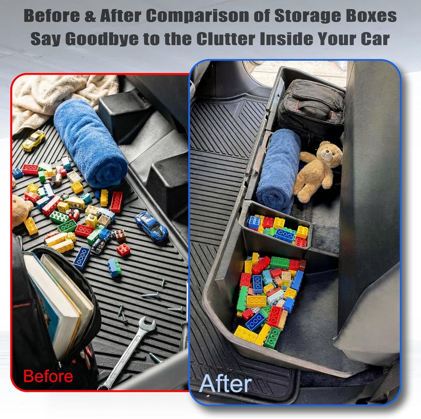 Rear Under Seat Concealed Storage Compartment Compatible with Tesla Cybertruck Accessories, Second Row Underseat Large Capacity Organizer [Interior Accessories], Black