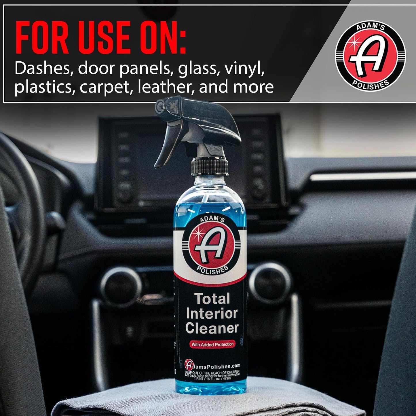 Adam's Polishes Interior Cleaner & Protectant (16oz) (2-Pack), Quick Detailer & SiO2 Protection, Ceramic Infused UV Protection, Anti-Static, For Leather, Vinyl, Plastics, Glass