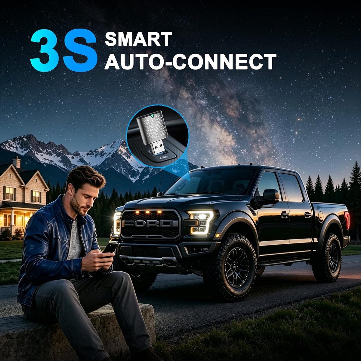 Wireless Carplay Adapter for iPhone, Bluetooth Car Play Dongle