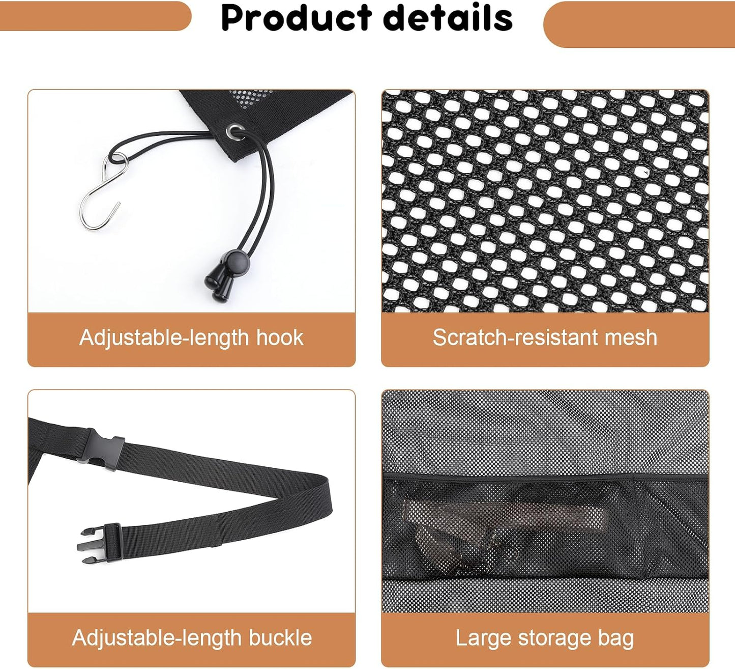 Dog Car Barrier with Mesh Organizer,Pet Safety Divider, Dog Net Easy Install for Cars & SUV,Truck(Upgraded&Heightened)