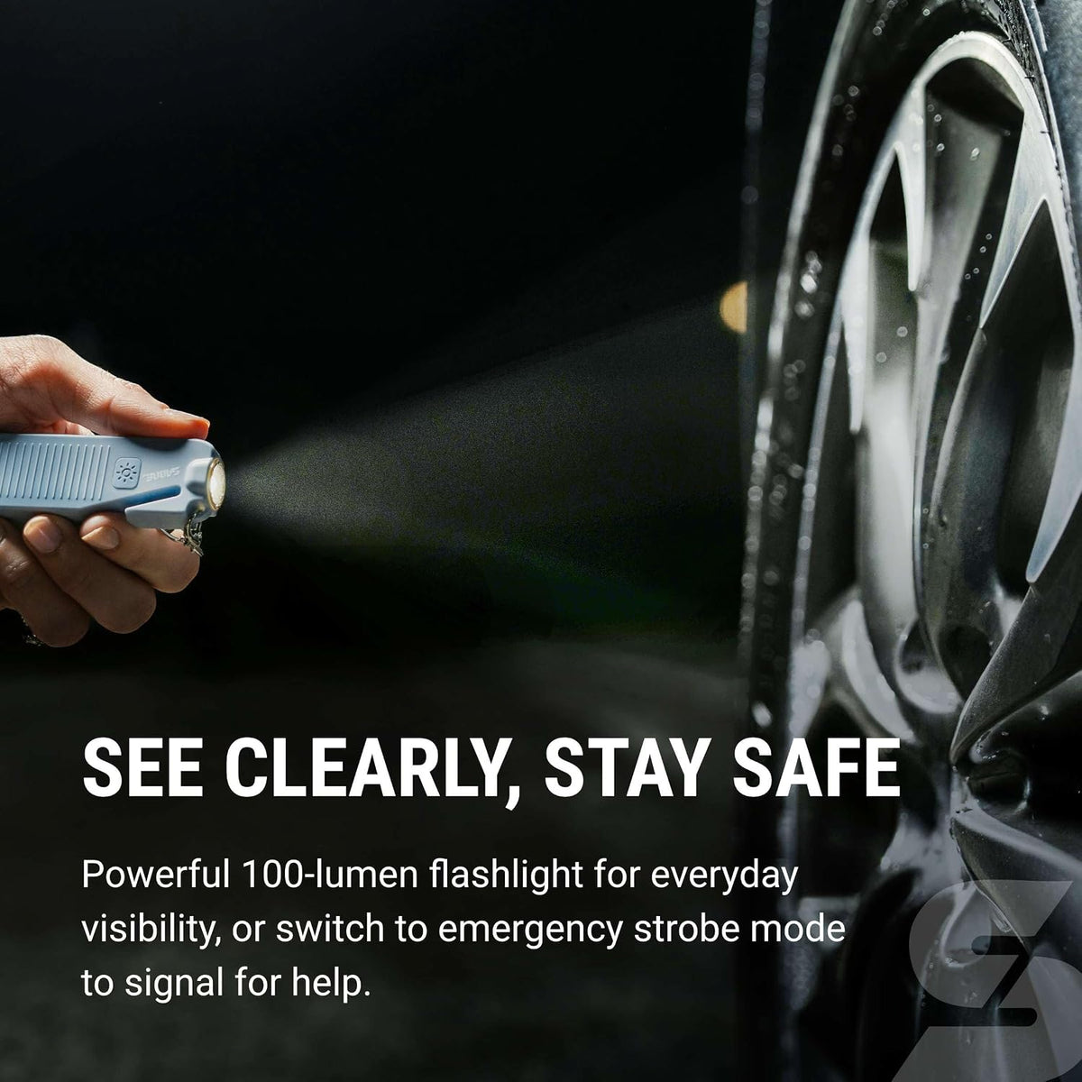 Sabre Safe Escape™ 3-in-1 Car Escape Tool for Car Safety with Spring-Loaded Window Breaker, No Swing Required, Seat Belt Cutter, LED Flashlight, Compact Auto Safety Tool for Emergencies