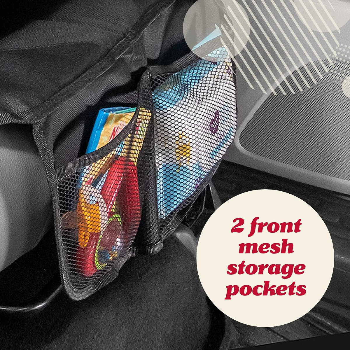 Lusso Gear Car Seat Protector - 2-Pack Waterproof Padded Shield & Mesh Pockets for Baby Travel Gear - Universal Fit Seat Covers for Cars & SUVs - Non-Slip Heavy-Duty Protection - Gray, Universal Fit