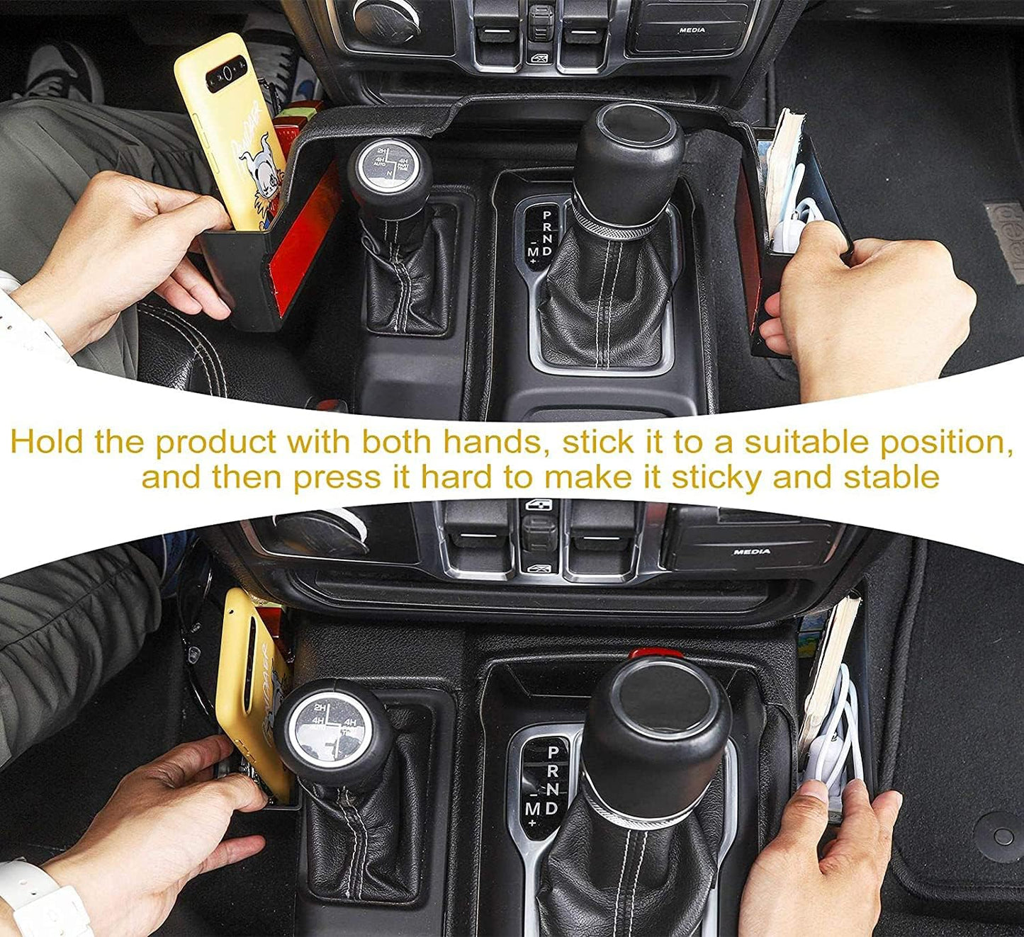 JWWY Gear Tray Organizer for 2018–2026+ for Jeep Wrangler JL JLU & for Gladiator JT 4xe, Gear Shift Storage Box Center Console Compartment Organizer, Interior Accessories, Black (Patent Design)