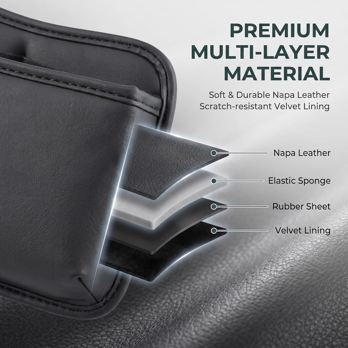 2 PCS Car Seat Side Pocket Organizers, Multifunctional Leather Pouch Bag, Console Side Organizer Bag, Universal Storage Bag for Most Auto (Black)
